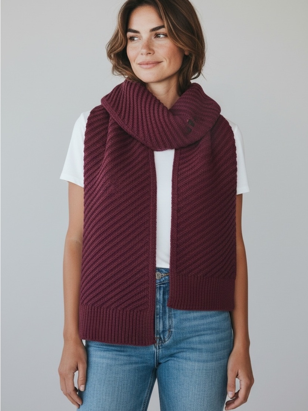 Mountain Hardwear Ribbed Knit Scarf in Deep Burgundy